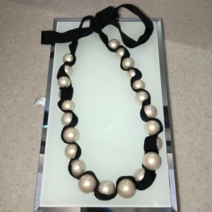 Stella and Dot faux Pearl and Ribbon Necklace